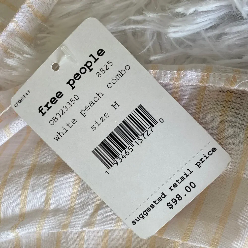 Free People Allora Allora Crochet Neck Striped Crop Top Medium NEW